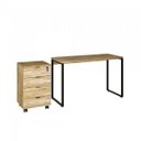 Ver imagem 6 de Conjunto Home Office 2 Peças com 1 Escrivaninha e 1 Gaveteiro Kuadra 4 Gavetas Industrial Yescasa Preta Marrom