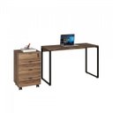 Ver imagem 7 de Conjunto Home Office 2 Peças com 1 Escrivaninha e 1 Gaveteiro Kuadra 4 Gavetas Industrial Preta Yescasa Marrom