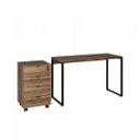 Ver imagem 6 de Conjunto Home Office 2 Peças com 1 Escrivaninha e 1 Gaveteiro Kuadra 4 Gavetas Industrial Preta Yescasa Marrom