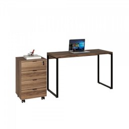 Conjunto Home Office 2 Peças com 1 Escrivaninha e 1 Gaveteiro 4 Gavetas Kuadra  - 7