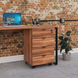 Conjunto Home Office 2 Peças com 1 Escrivaninha e 1 Gaveteiro 4 Gavetas Kuadra  - 9