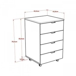 Conjunto Home Office 2 Peças com 1 Escrivaninha e 1 Gaveteiro 4 Gavetas Kuadra  - 3