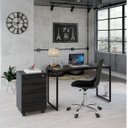 Ver imagem 1 de Conjunto Home Office 2 Peças com 1 Escrivaninha e 1 Gaveteiro Kuadra 4 Gavetas Industrial Yescasapreta Preto