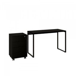 Conjunto Home Office Industrial 2 Peças com 1 Escrivaninha 120cm e 1 Gaveteiro 4 Gavetas Kuadra - 6