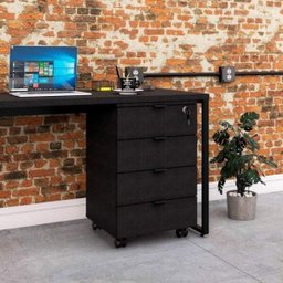 Conjunto Home Office Industrial 2 Peças com 1 Escrivaninha 120cm e 1 Gaveteiro 4 Gavetas Kuadra - 9