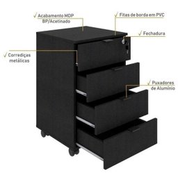 Conjunto Home Office Industrial 2 Peças com 1 Escrivaninha 120cm e 1 Gaveteiro 4 Gavetas Kuadra - 11