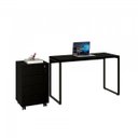 Ver imagem 7 de Conjunto Home Office 2 Peças com 1 Escrivaninha e 1 Gaveteiro Kuadra 4 Gavetas Industrial Yescasapreta Preto