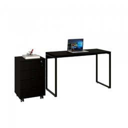 Conjunto Home Office Industrial 2 Peças com 1 Escrivaninha 120cm e 1 Gaveteiro 4 Gavetas Kuadra - 7