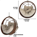 Ver imagem 3 de Cadeira Ninho Suspensa com Suporte Design Moderno em Fibra Sintética para Varanda e Jardim