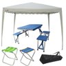 Tenda Articulada Gazebo + Mesa e Cadeiras Com 2 Banquetas Barraca 3x3M Proteção UV Dobrável Bolsa Co - 1