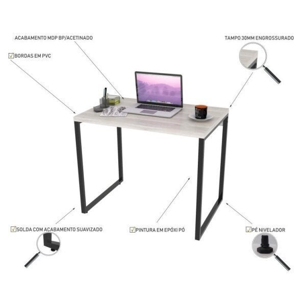 Conjunto Home Office 2 Peças com 1 Escrivaninha e 1 Gaveteiro 4 Gavetas Kuadra  - 10