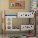 Ver imagem 3 de Beliche Solteiro Star para Quarto Infantil com Design Funcional em Madeira Premium - Branco/nature