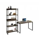 Ver imagem 6 de Kit 2 Peças com 1 Escrivaninha e 1 Estante 5 Prateleiras Kuadra