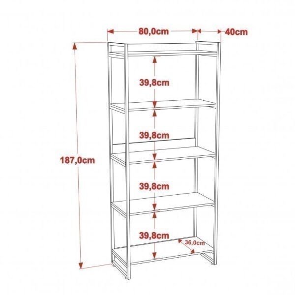 Conjunto Home Office 2 Peças com 1 Escrivaninha e 1 Estante 5 Prateleiras Kuadra  - 2