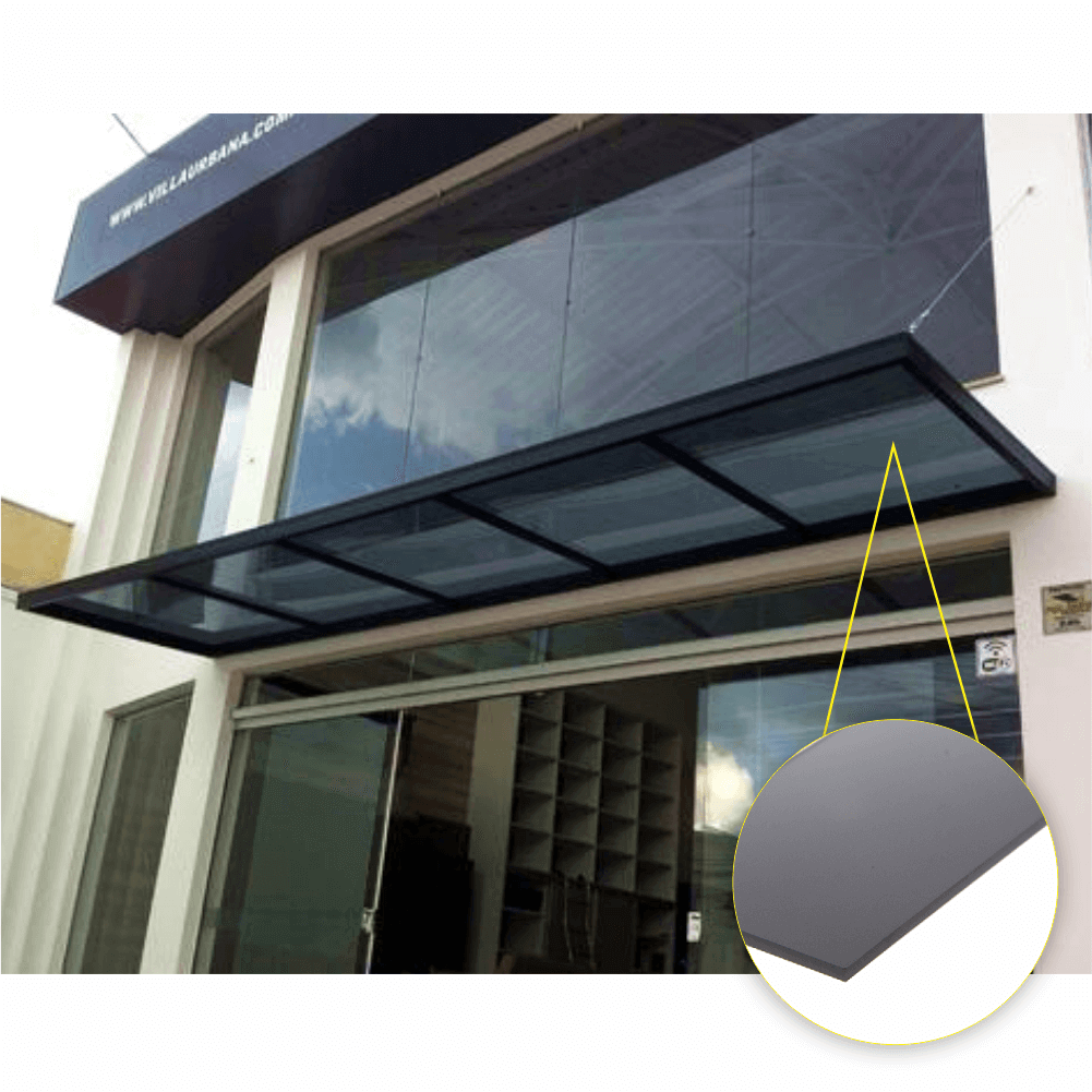 Ver imagem 3 de Cobertura Policarbonato Compacto 4,00m x 3,00m - Fume 3mm