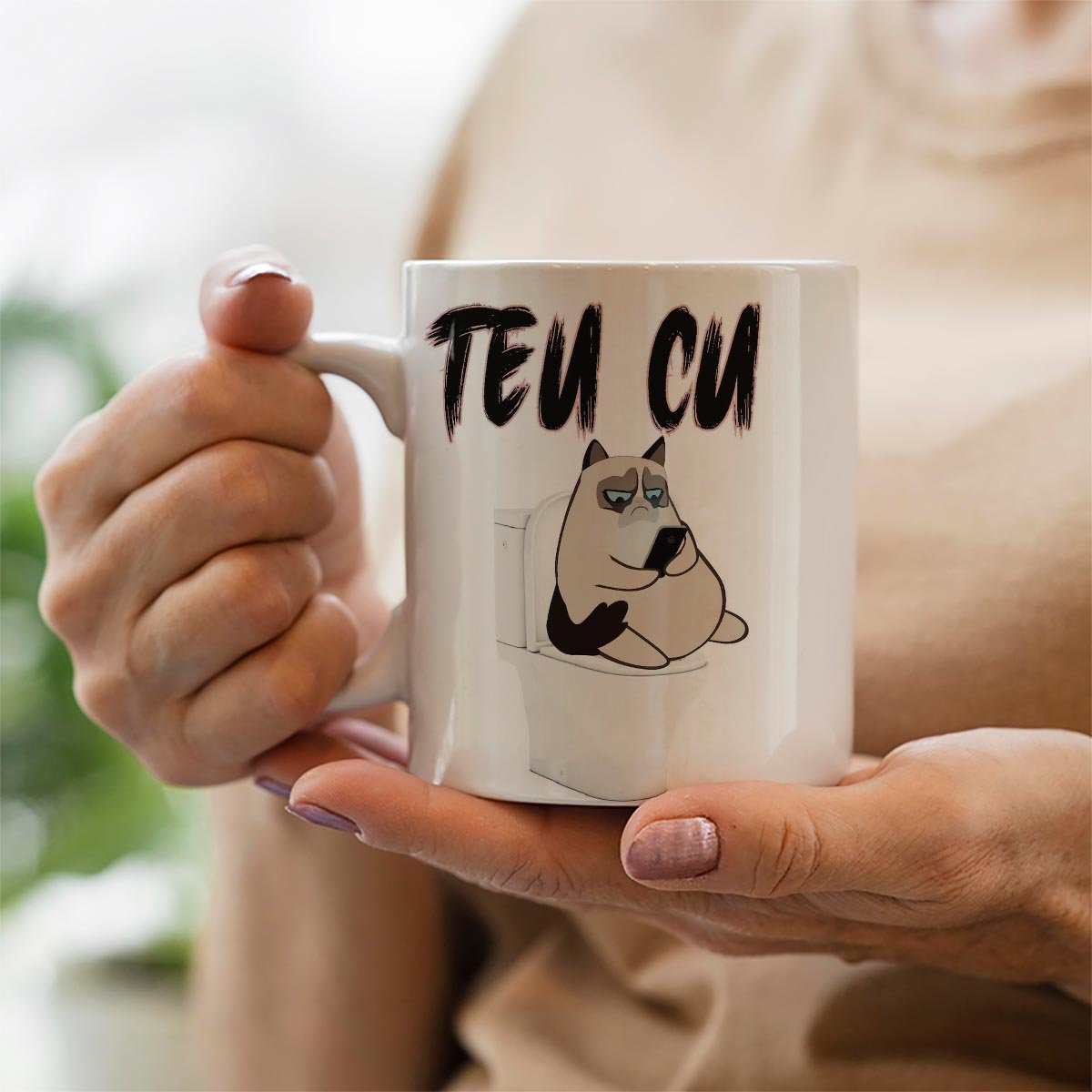 Caneca Teu Cu! Gato meme Lindo animado - 2