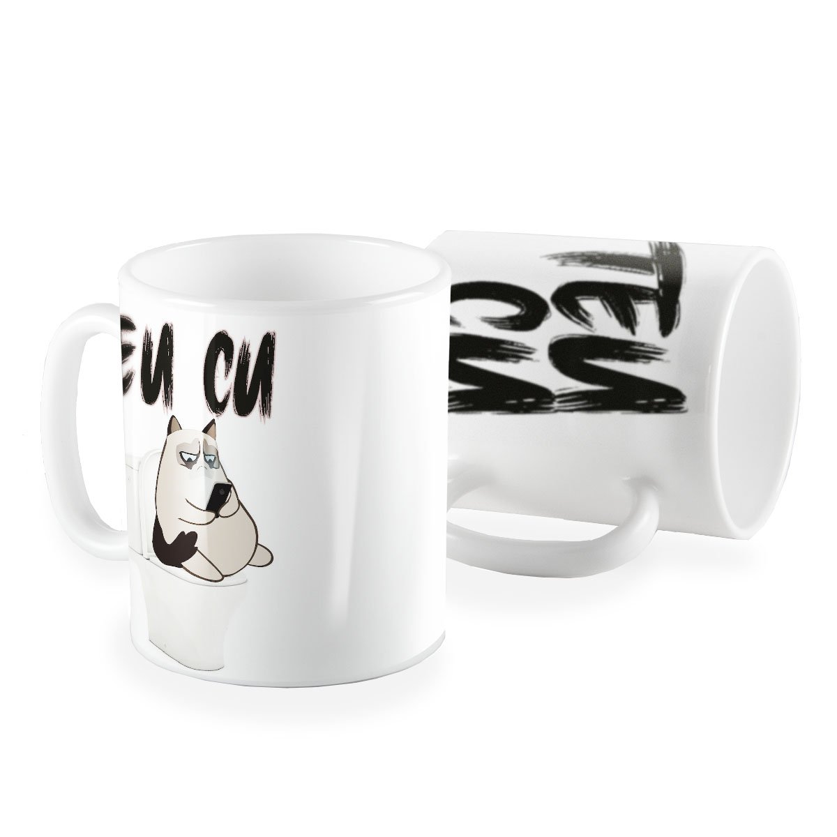 Caneca Teu Cu! Gato meme Lindo animado - 1