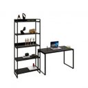 Ver imagem 6 de Conjunto 2 Peças com 1 Escrivaninha e 1 Estante 5 Prateleiras Kuadra Industrial Preta