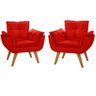 Kit 2 Poltrona Decorativa Gran Opala Suede Vermelho para Sala de Estar Luxo Escritório Quarto - 1