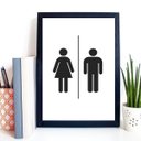 Ver imagem 1 de Quadro para Sinalizar Banheiro Unissex 24x18cm:madeira Preta