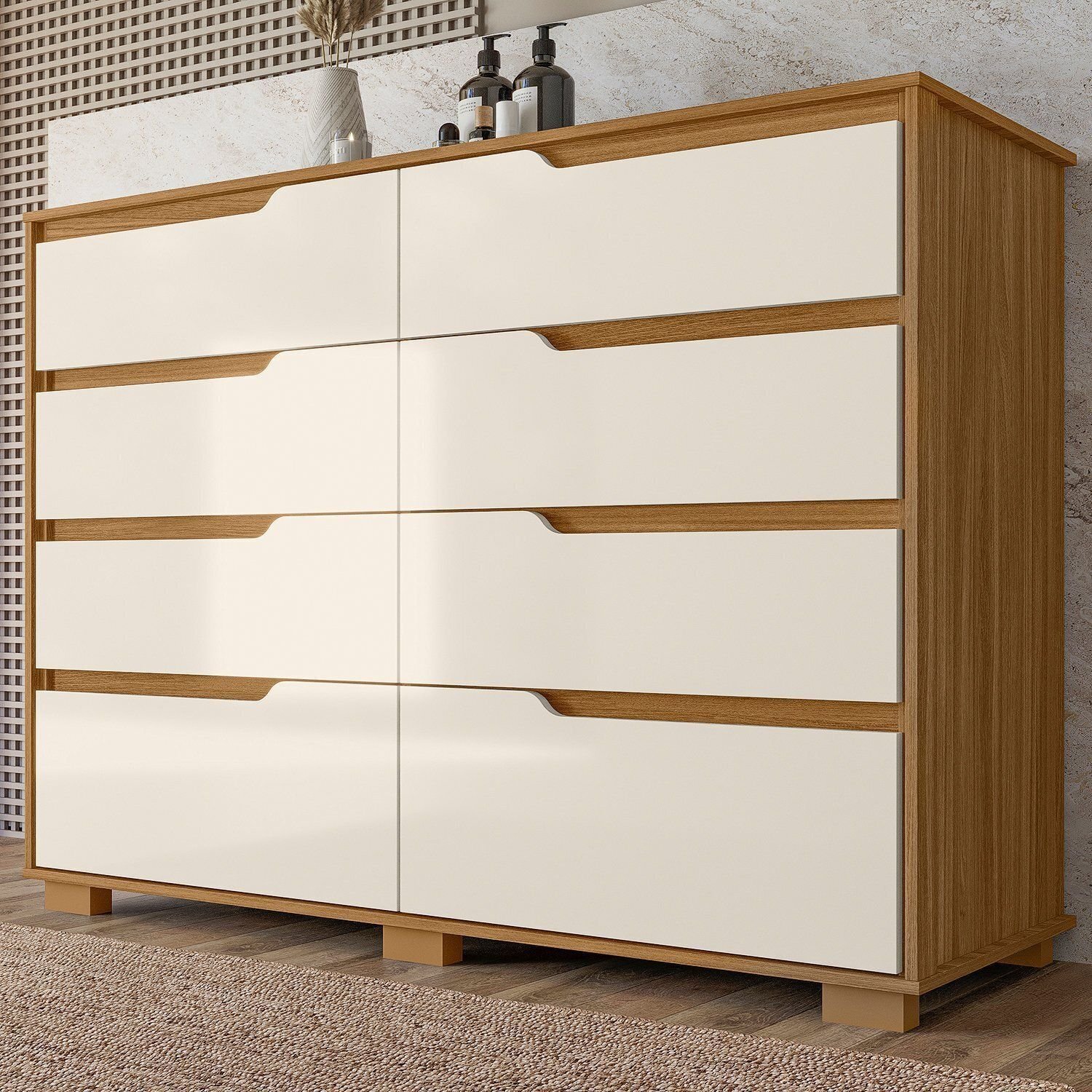 Cômoda para Quarto 8 Gavetas 147cm Georgia