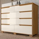 Ver imagem 1 de Cômoda para Quarto 8 Gavetas 147cm Georgia Marrom/Freijó/Off White