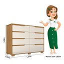 Ver imagem 3 de Cômoda para Quarto 8 Gavetas 147cm Georgia Marrom/Freijó/Off White