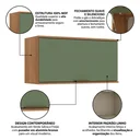 Ver imagem 5 de Armário de Cozinha Aéreo Modulado 100% MDF 1 Porta Basculante 80cm Princess Yescasa Freijó/Verde Sálvia
