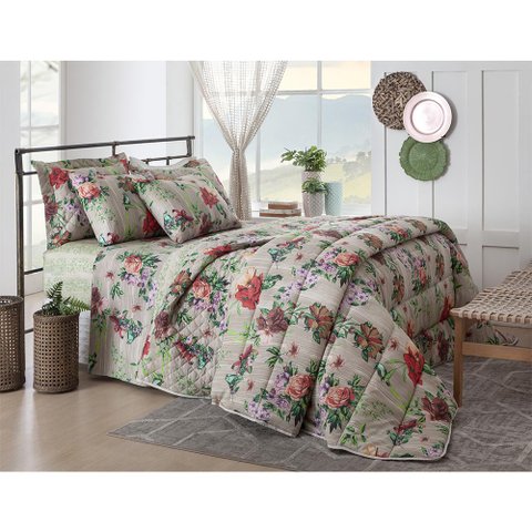 Jogo de Cama Duplo Queen 4 Peças Holly Realce Premium Sultan