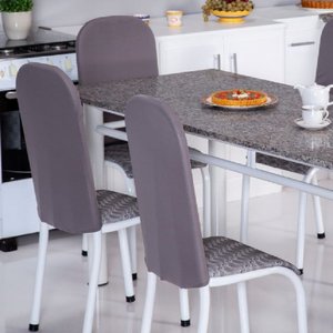 Kit 6 Capas Encosto de Cadeira de Ferro Tubular Cozinha e Jantar Malha Helanca Elástica:cinza