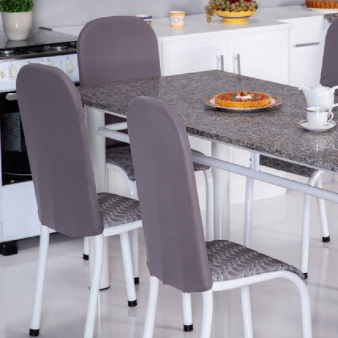 Kit 6 Capas Encosto de Cadeira de Ferro Tubular Cozinha e Jantar Malha Helanca Elástica:cinza