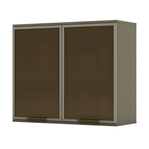 Armário Aéreo 02 Portas de Vidro 80cm Connect Duna Henn