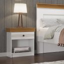 Ver imagem 2 de Mesa de Cabeceira England MDF 53x62cm Gaveta e Nicho Branco/Freijó ENG31