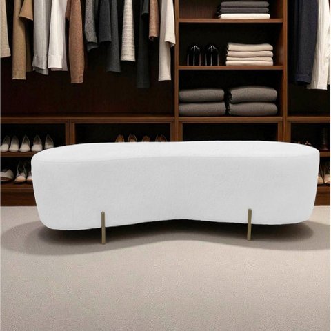 Puff Decorativo Orgânico Alana Couro Branco