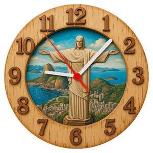 Relógio de Parede - Cristo Redentor -efeito 3d -25x25x2cm