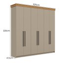 Ver imagem 4 de Roupeiro Casal London MDF 225x220cm 2 Gavetas 6 Portas Corda/Freijó LON62