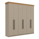 Ver imagem 2 de Roupeiro Casal London MDF 225x220cm 2 Gavetas 6 Portas Corda/Freijó LON62