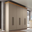Ver imagem 1 de Roupeiro Casal London MDF 225x220cm 2 Gavetas 6 Portas Corda/Freijó LON62