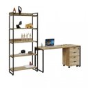 Ver mais imagens de Kit Industrial 3 Peças 1 Escrivaninha 1 Estante e 1 Gaveteiro Kuadra