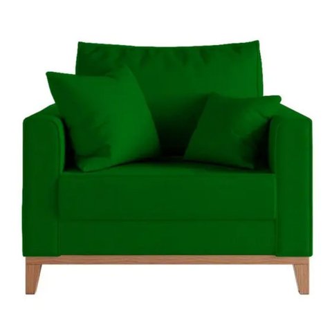 Kit 02 Poltrona Decorativa Beny Pés Base em Madeira Suede Cor:verde