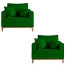 Ver imagem 4 de Kit 02 Poltrona Decorativa Beny Pés Base em Madeira Suede Cor:verde