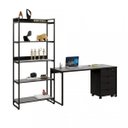 Ver mais imagens de Kit Industrial 3 Peças 1 Escrivaninha 1 Estante e 1 Gaveteiro Kuadra