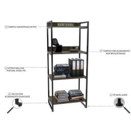 Kit Industrial 2 Peças 1 Escrivaninha em L e 1 Estante 4 Prateleiras Kuadra - 10