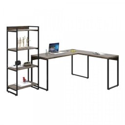 Kit Industrial 2 Peças 1 Escrivaninha em L e 1 Estante 4 Prateleiras Kuadra - 6