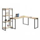 Ver imagem 6 de Conjunto Industrial 2 Peças 1 Escrivaninha em L e 1 Estante 4 Prateleiras Yescasa Kuadra