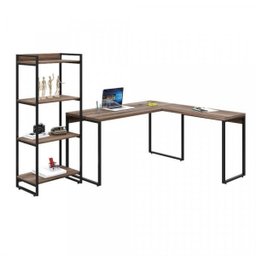 Kit Industrial 2 Peças 1 Escrivaninha em L e 1 Estante 4 Prateleiras Kuadra - 6