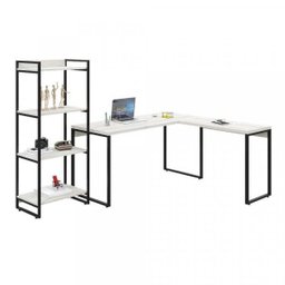 Kit Industrial 2 Peças 1 Escrivaninha em L e 1 Estante 4 Prateleiras Kuadra - 8