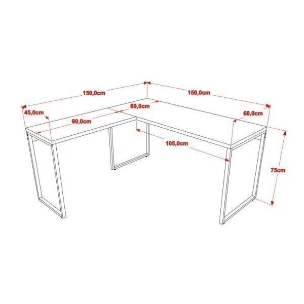 Conjunto Home Office 2 Peças com 1 Escrivaninha em L e 1 Estante 4 Prateleiras Kuadra  - 2