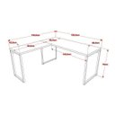 Ver imagem 2 de Conjunto 2 Peças com 1 Escrivaninha em L e 1 Estante 4 Prateleiras Kuadra Industrial Marrom