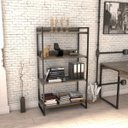 Ver imagem 7 de Conjunto 2 Peças com 1 Escrivaninha em L e 1 Estante 4 Prateleiras Kuadra Industrial Marrom